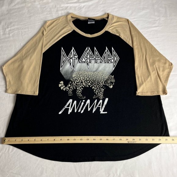 Def Lepperd T-Shirt Women's Size 2X Black/Yellow Crew Neck Graphic Raglan Sleeve - Picture 4 of 14